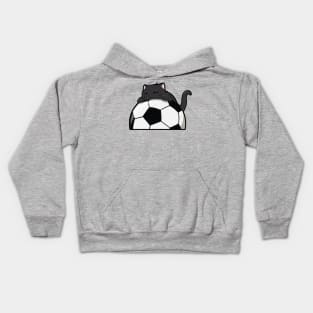 Cute Cat Hugging A Soccer Ball Kids Hoodie